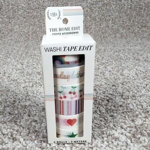 The Home Edit Washi Tape Edit 6 Rolls 7 Meters Rainbow Stars Hearts Cherries